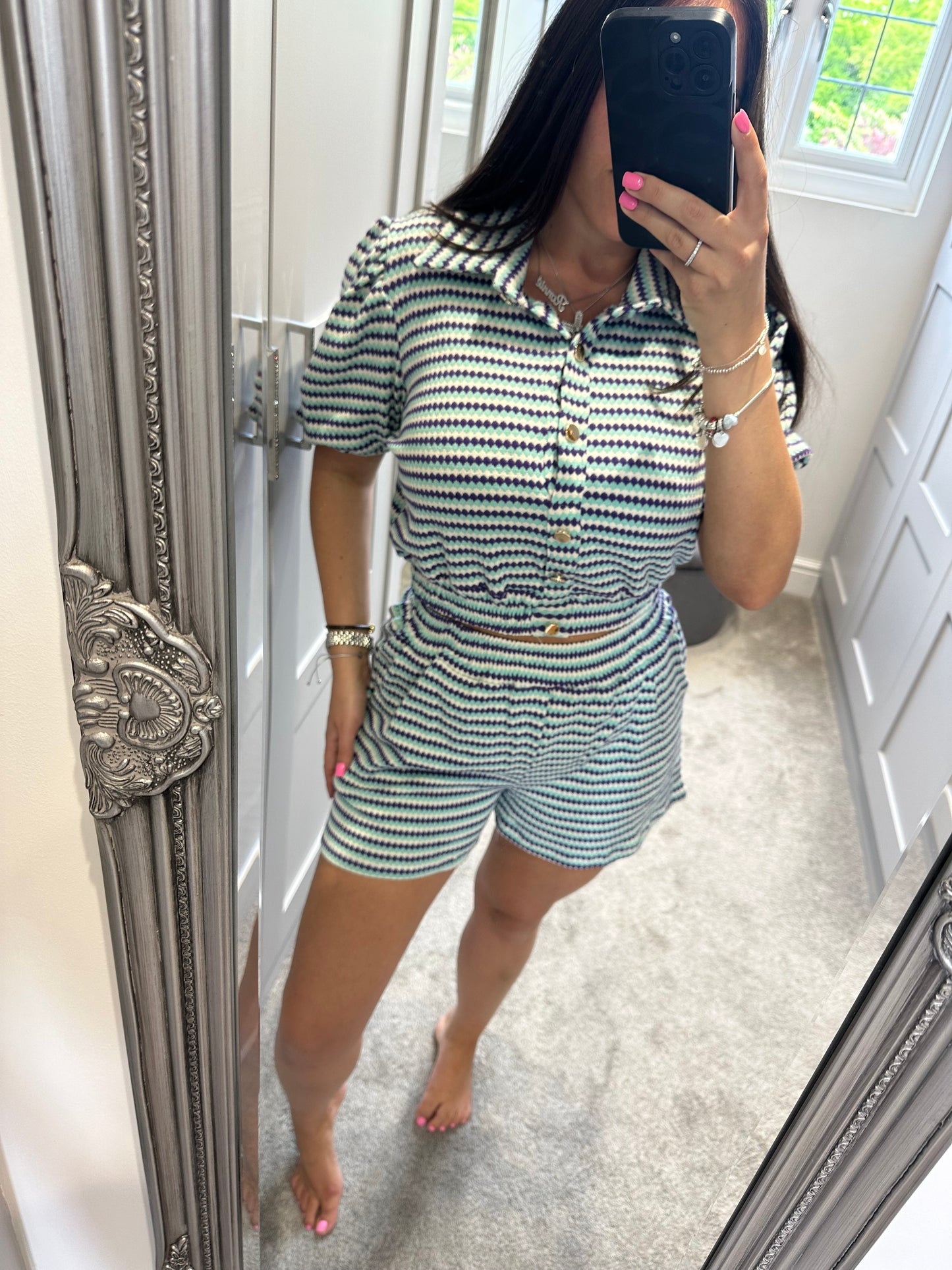 Elle Gold Button Short Set