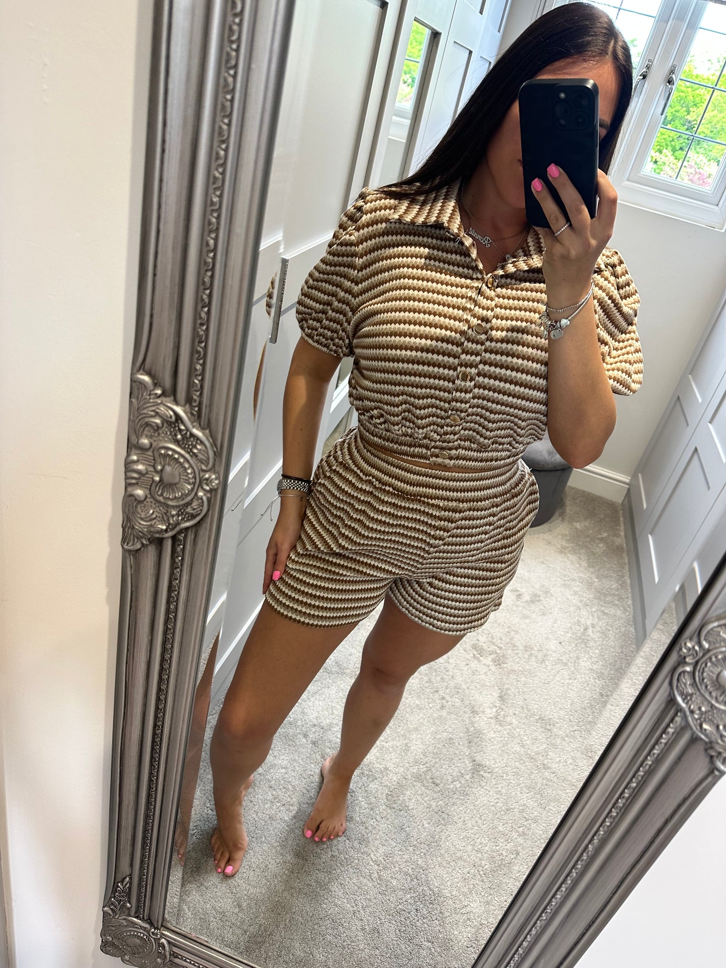 Elle Gold Button Short Set