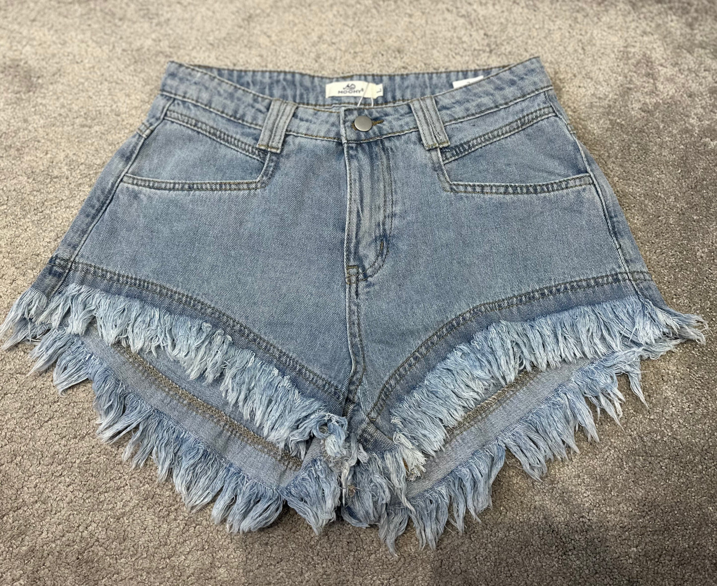 Blue Frill Denim Shorts