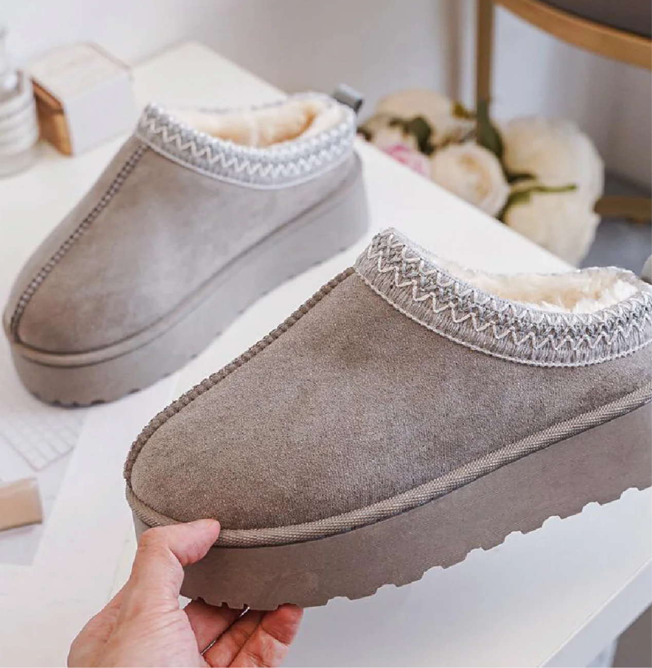 Faux Fur Lined Platform Shoes