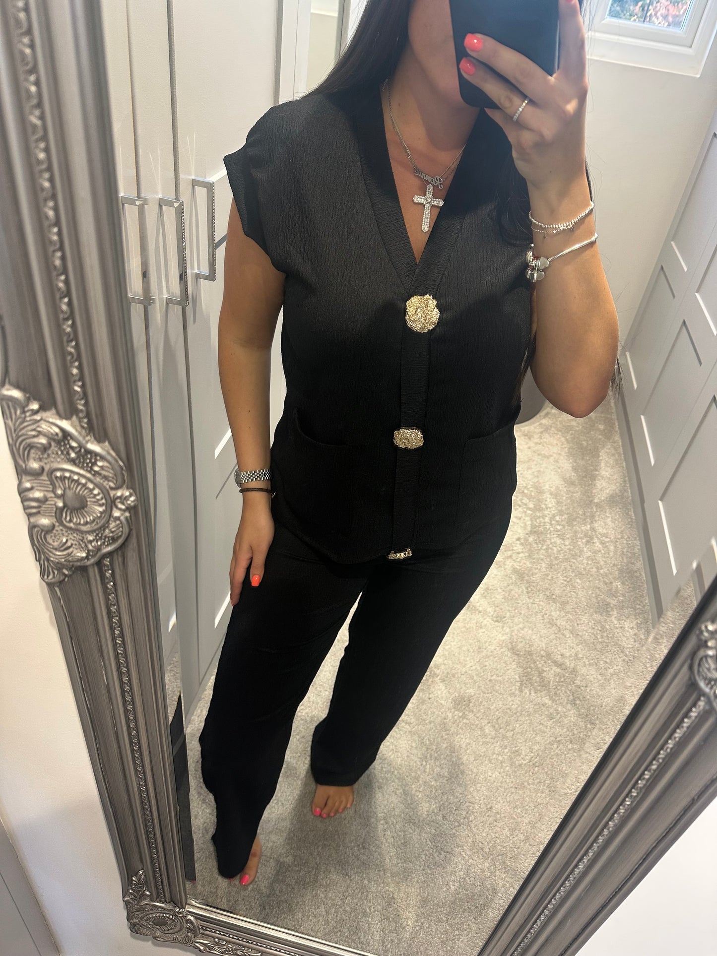 Luxe Gold Button Vest Set