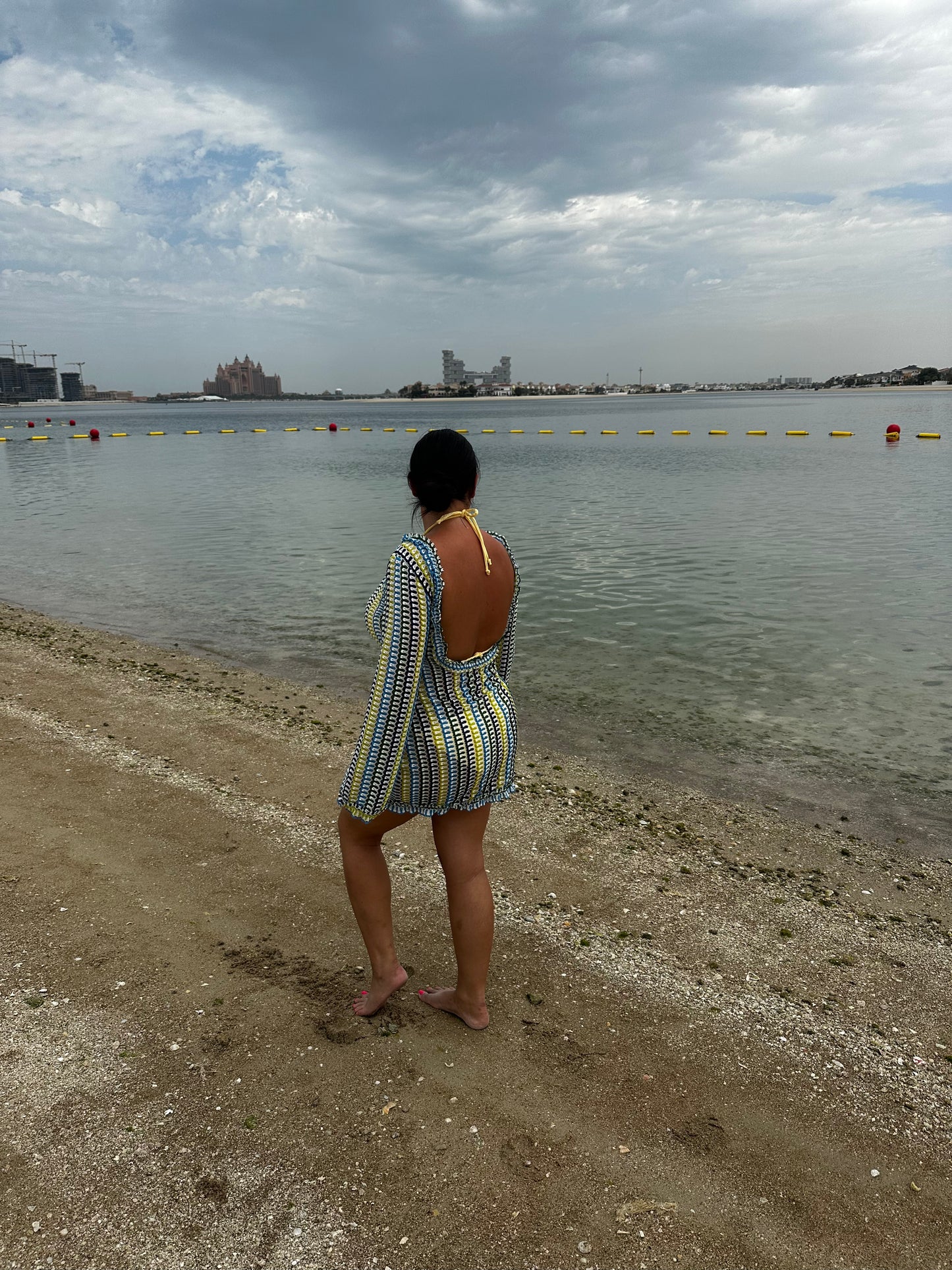 Turquoise Missoni Style Frill Beach Dress