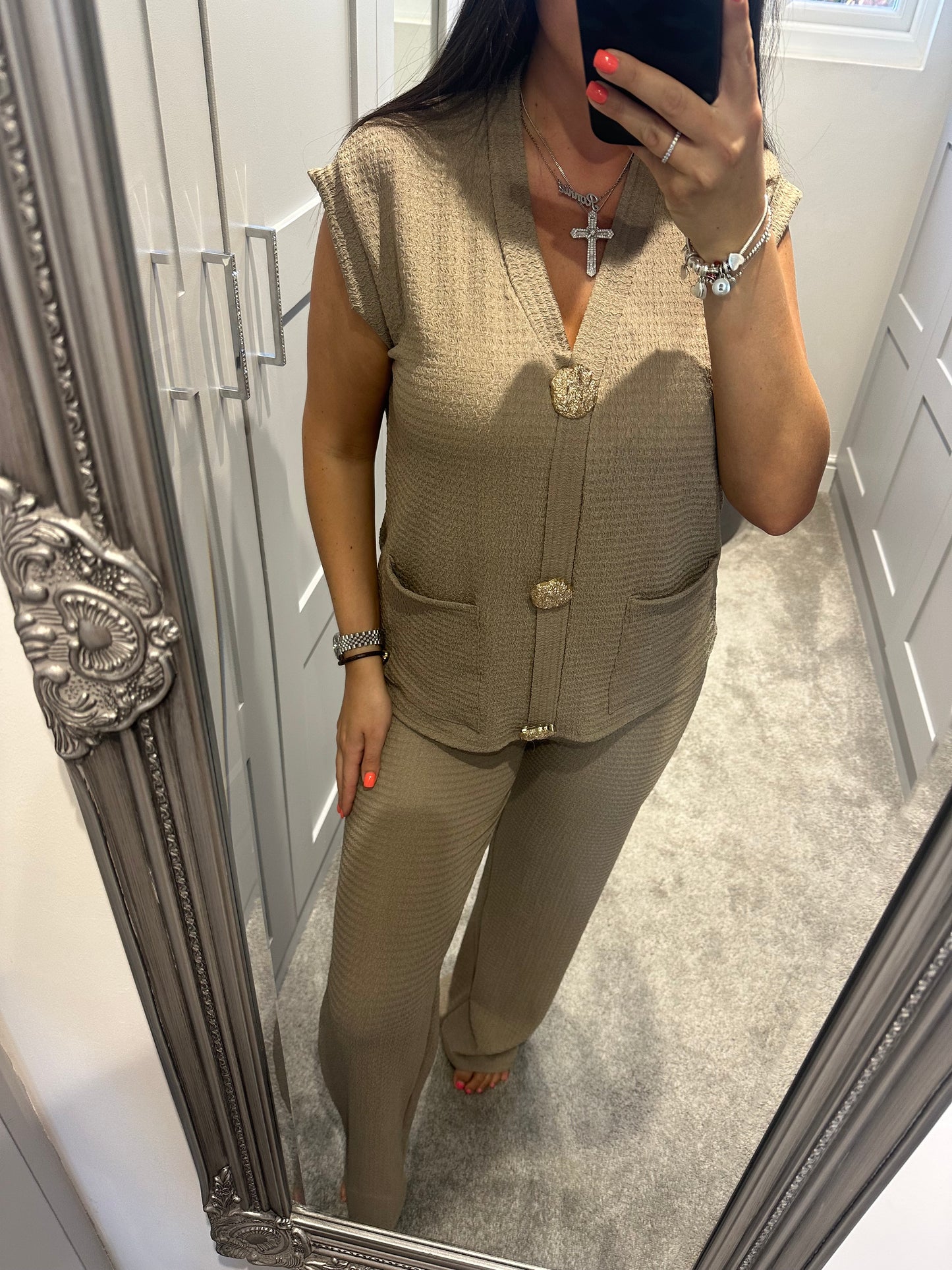 Luxe Gold Button Vest Set