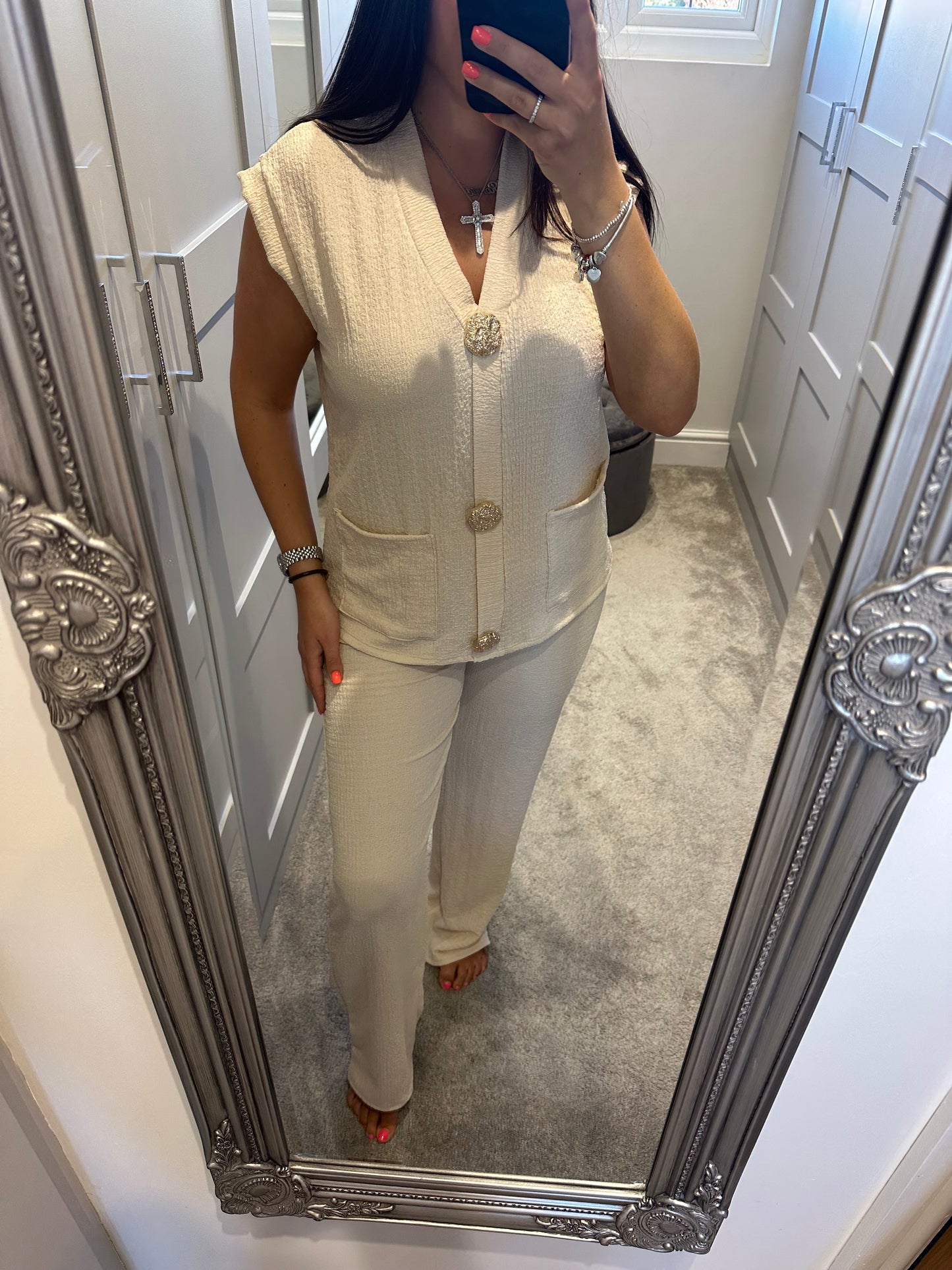 Luxe Gold Button Vest Set