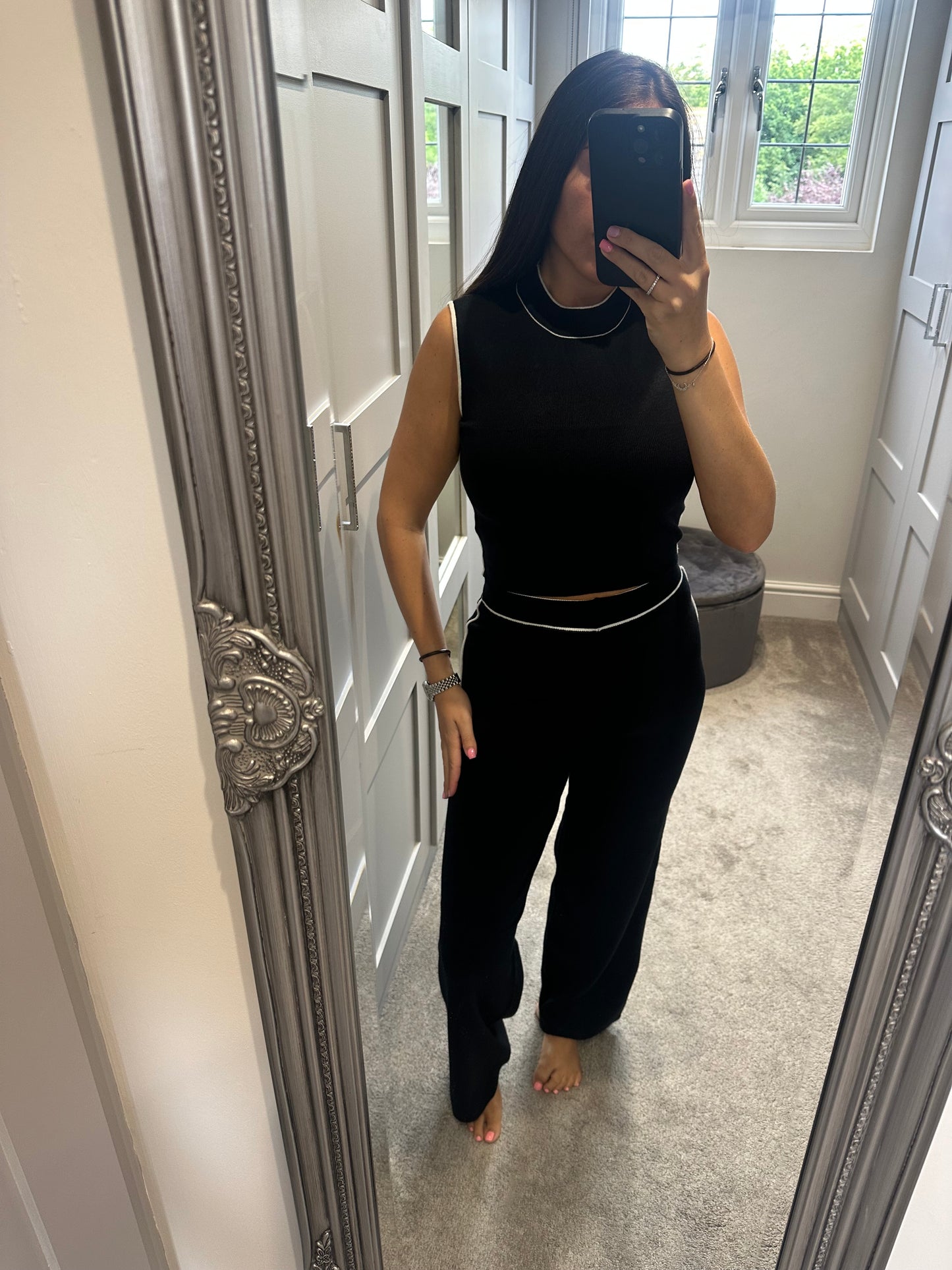 Contrast Knit Lounge Set