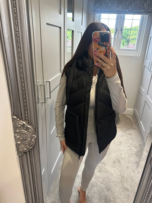 Black Padded Cargo Gilet