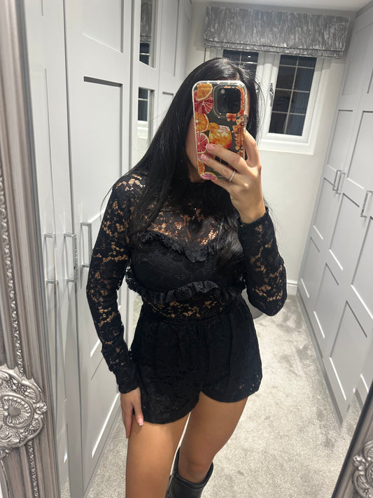 Black Lace Short Co-Ord