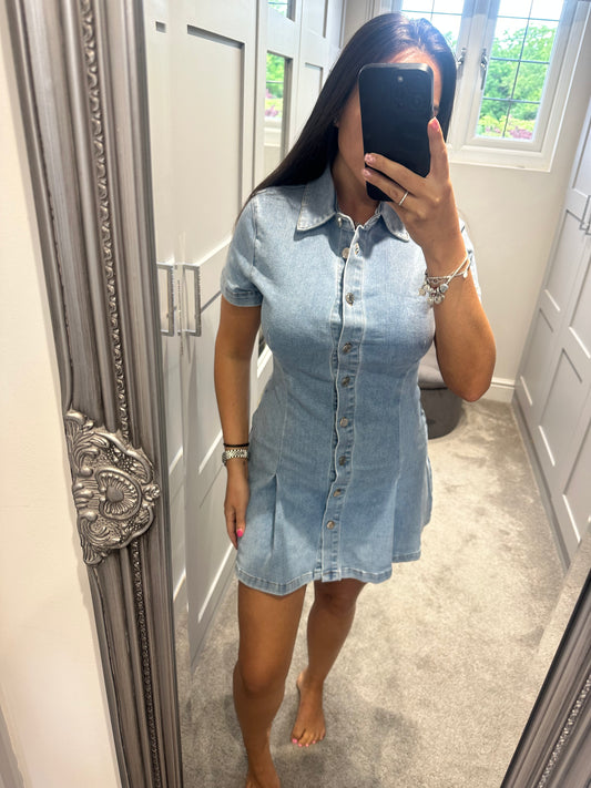Denim Pleated Dress