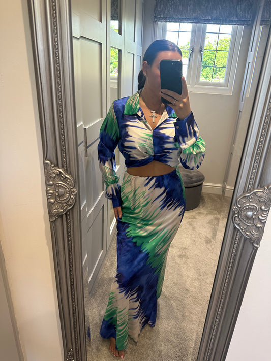 Blue Tye Dye Skirt Set