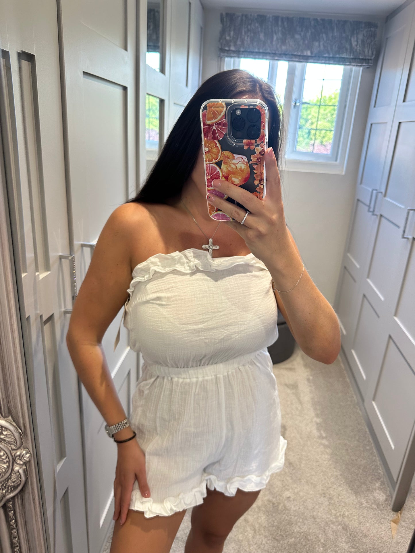 White Frill Bandeau Playsuit