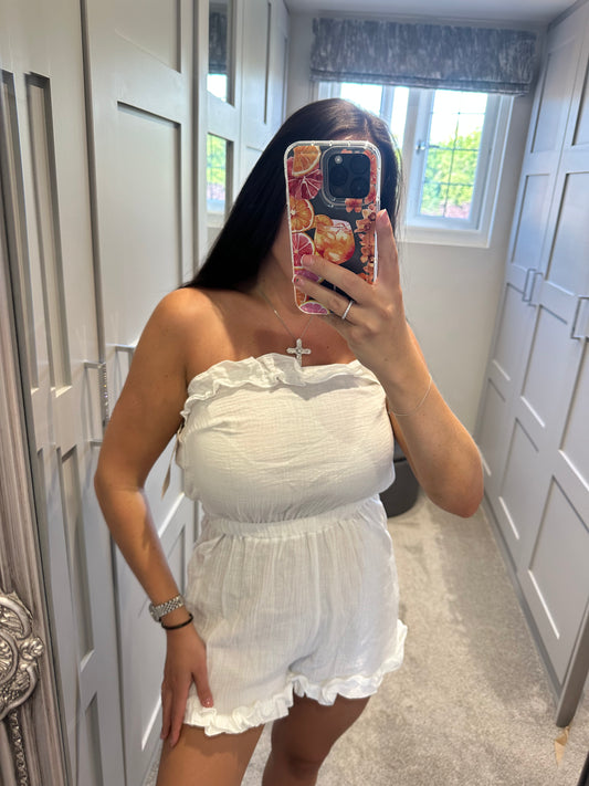 White Frill Bandeau Playsuit